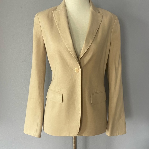🛑SOLD Brooks Brothers Women’s Beige Linen Blend Single Breasted Blazer - Picture 4 of 12